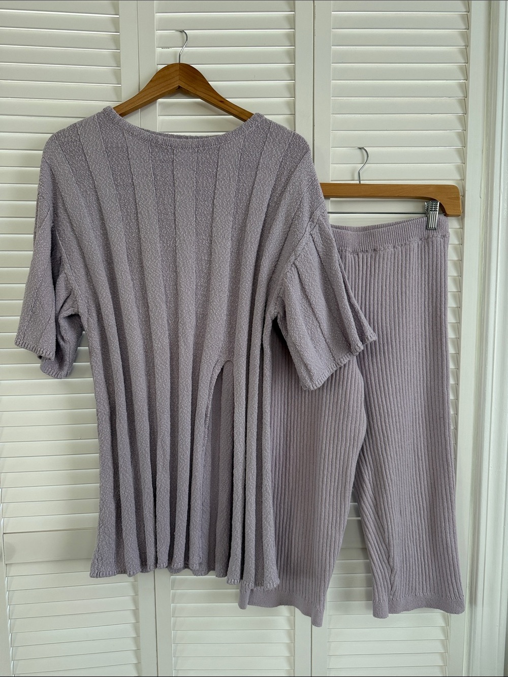 Free People Lavender Ribbed Knit Lounge Set